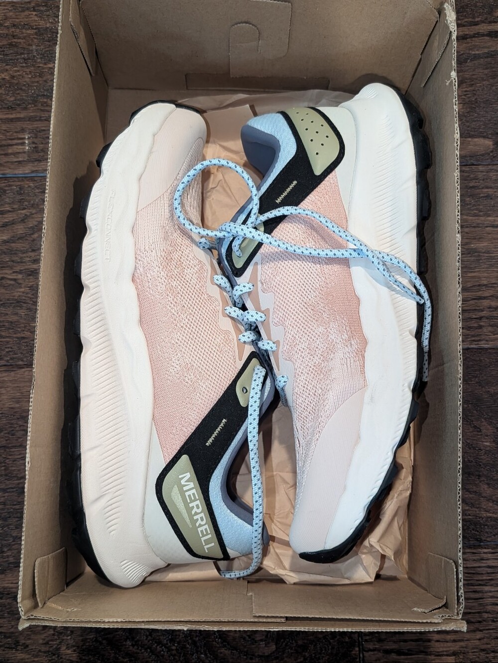 NEW Merrell Antora 4 Trail Running Shoe Pink Salt and Ice Blue